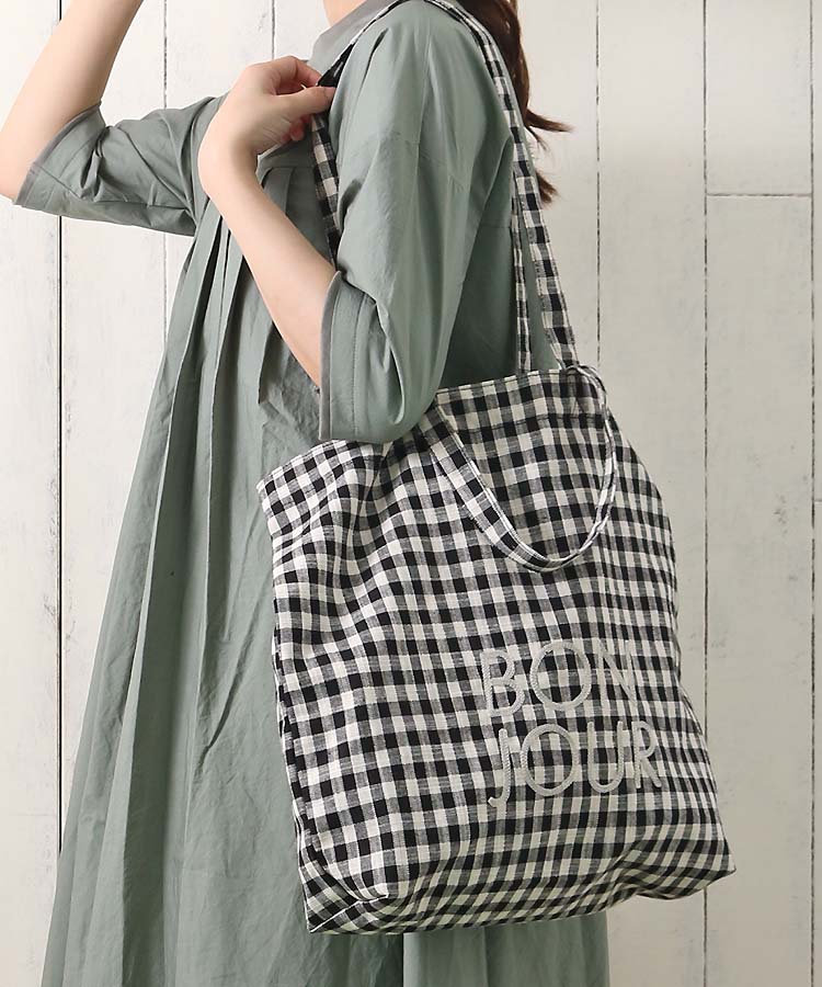 今季もの】LUDLOW ラドロー Gingham check tote ギンガムチェック トートバッグ ブルー - ブランド別