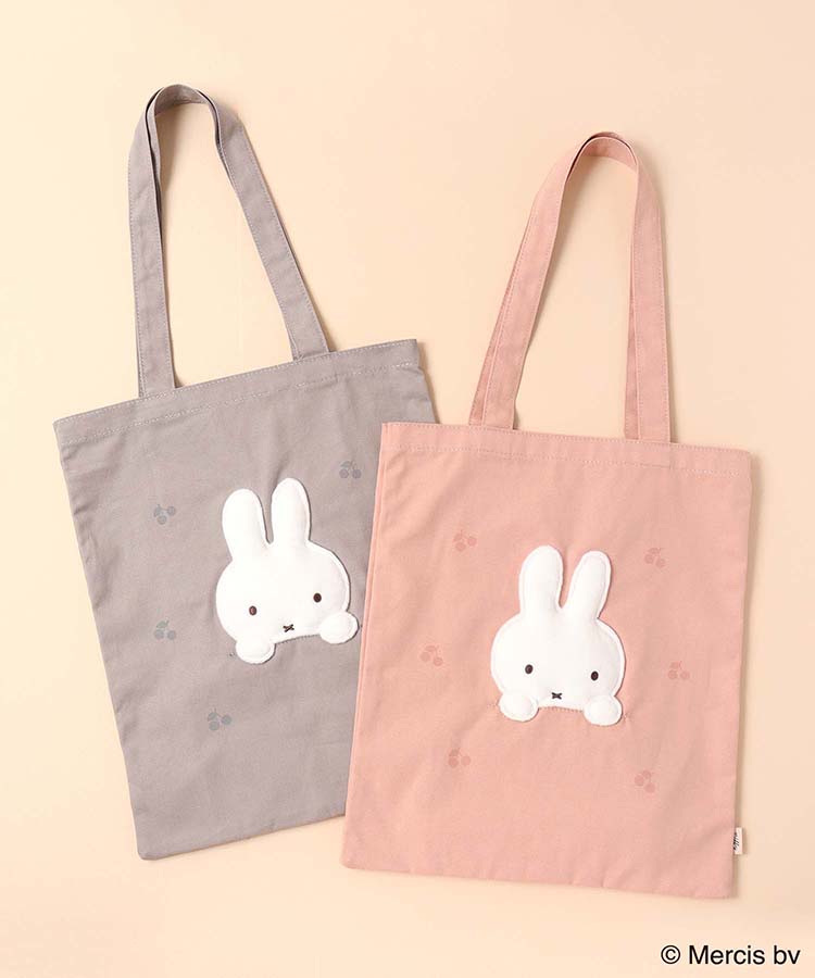 MIFFY CHERRY APPLIQUEトートバッグ トートバッグ バッグ ブルーナ ミッフィー うさぎ ウサギ rabbit 動物 キャラクター  miffy 雑貨 かわいい 可愛い 小物 ブルーエ ブルーブルーエ bleubleuet 通販 WEB限定