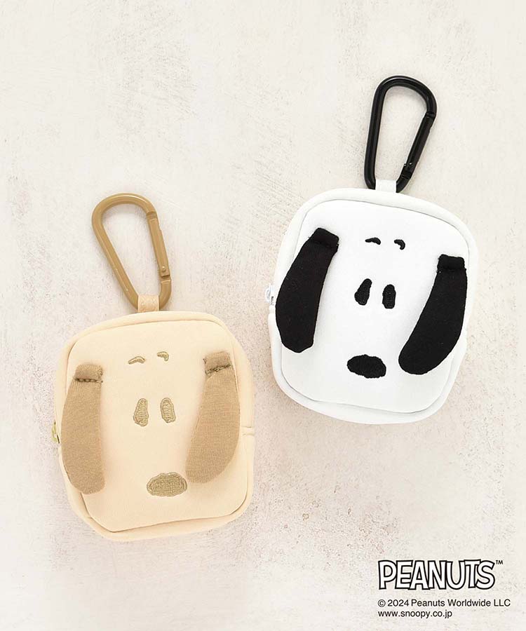 PLAZA ONLINE STORE |スヌーピー PEANUTS ナイロンミニ舟形ポーチ(シルバー): 通常| プラザオンラインストア
